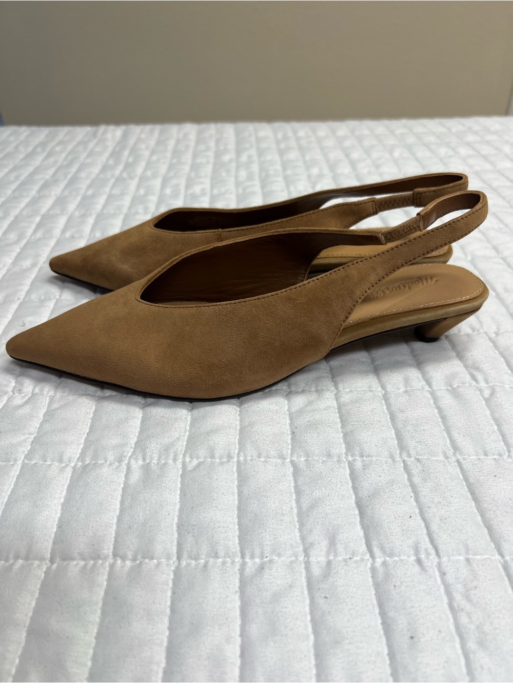 Madewell The Simone Kitten-Heel Slingback Pumps Dried Acorn Tan Suede Size 6.5 - Picture 7 of 11